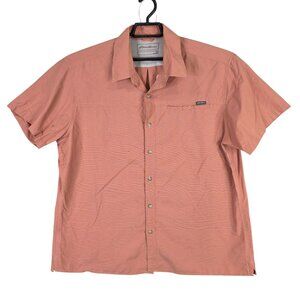 Mens Eddie Bauer Orange Mesh Fishing Shirt Button Up Short Sleeve Size XL